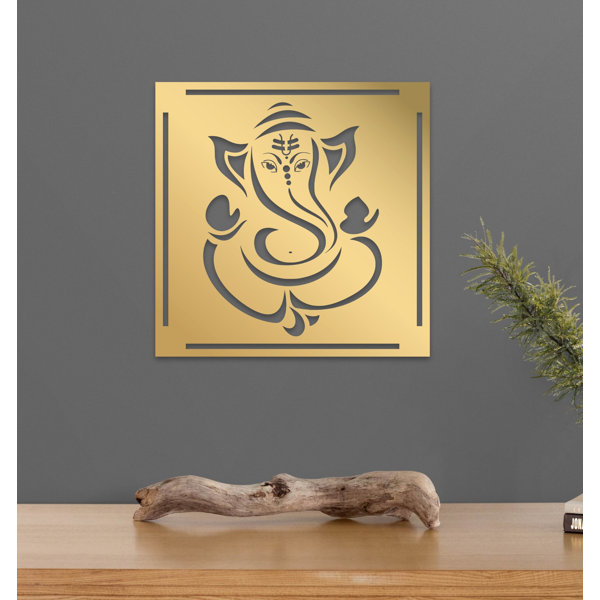 Bungalow Rose Metal Hindu Lord Ganesha Idol Wall Hanging Decor